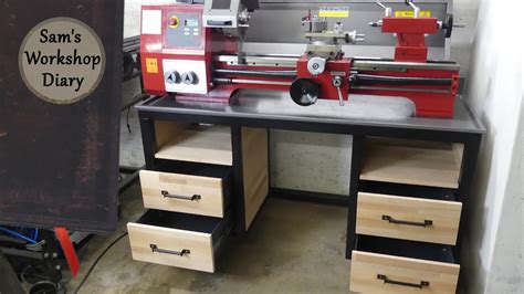 using a metal tool box for lathe table|build a lathe stand.